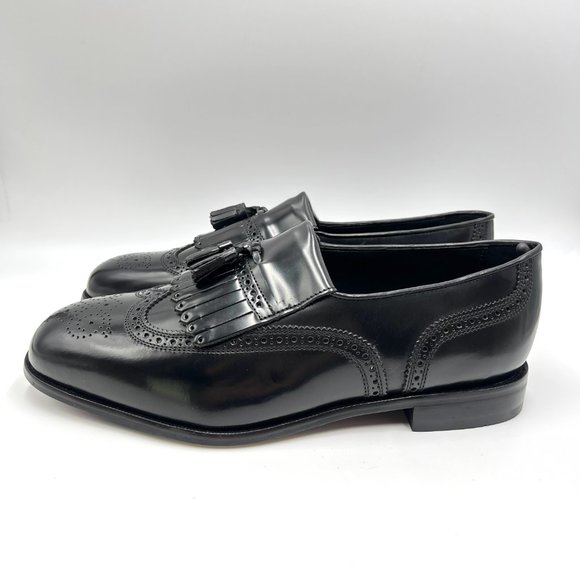 11 3E WIDE WIDTH Florsheim Mens‎ Lexington Black Leather Wingtip Loafers Shoes - Picture 6 of 13